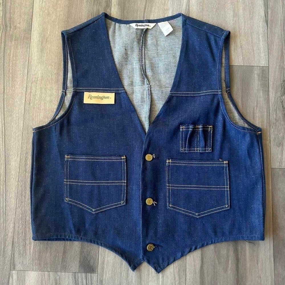 Vintage 70's Remington Denim Jean Vest Never Worn size L perfect condition